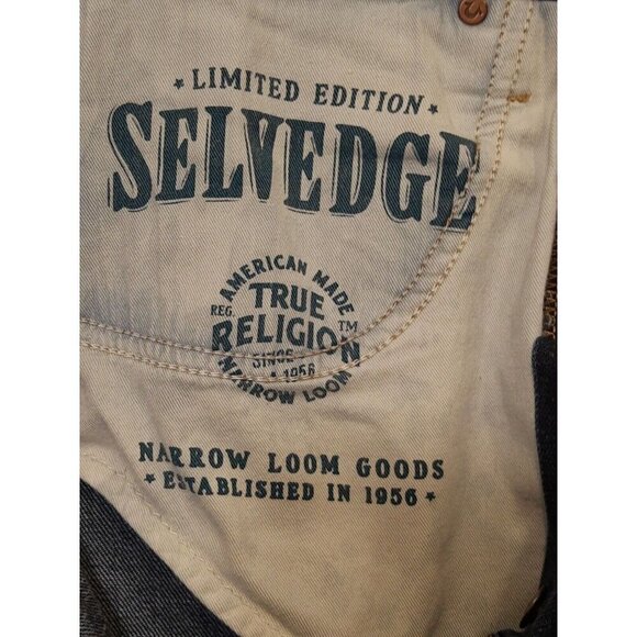 Men's True Religion Limited Edition Selvedge Size 32 Jeans Made In USA Black VTG - Picture 9 of 14